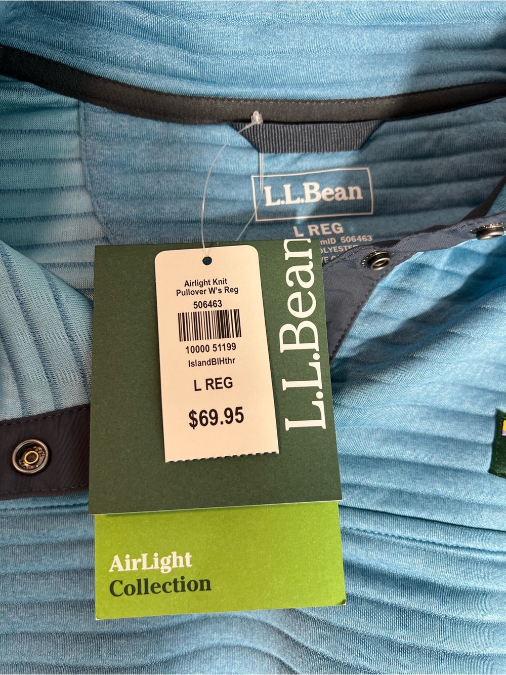 L.L. Bean Women’s Airlight Pullover, Size Large, Blue Heather, New with Tags - Picture 4 of 6